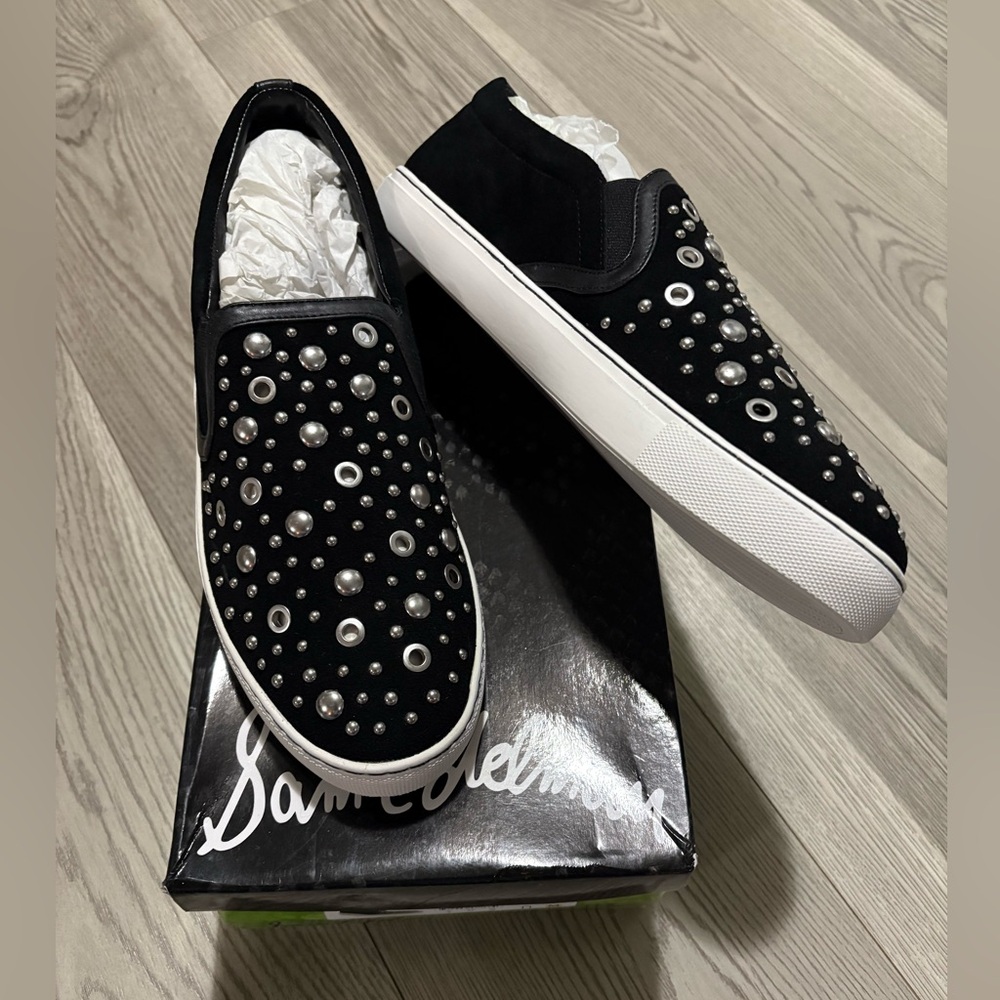 Sam Edelman Black and White Studded Sneakers